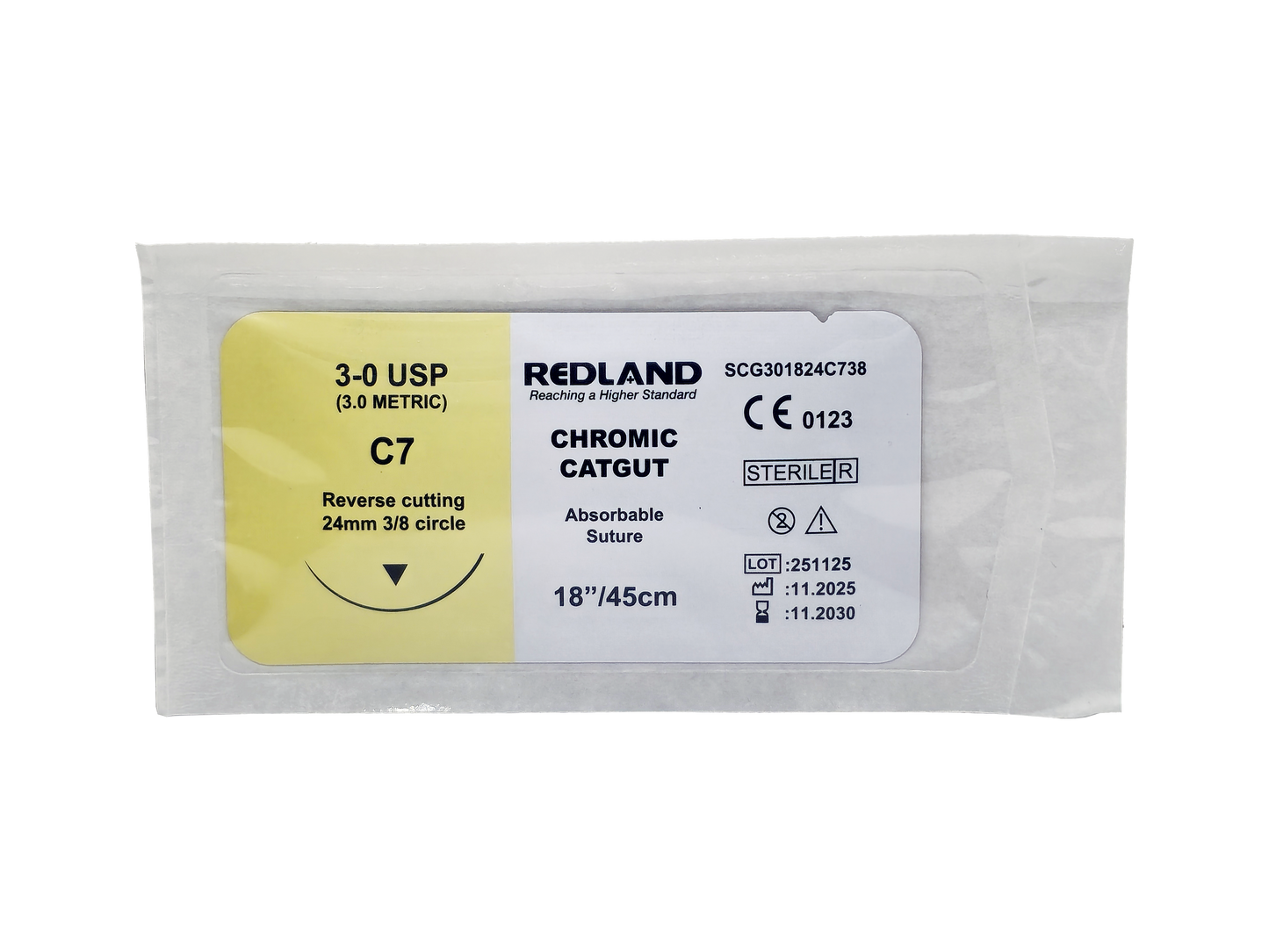 REDLAND Chromic Gut Suture 2-0 C7 24mm Needle 27" (Box of 12)