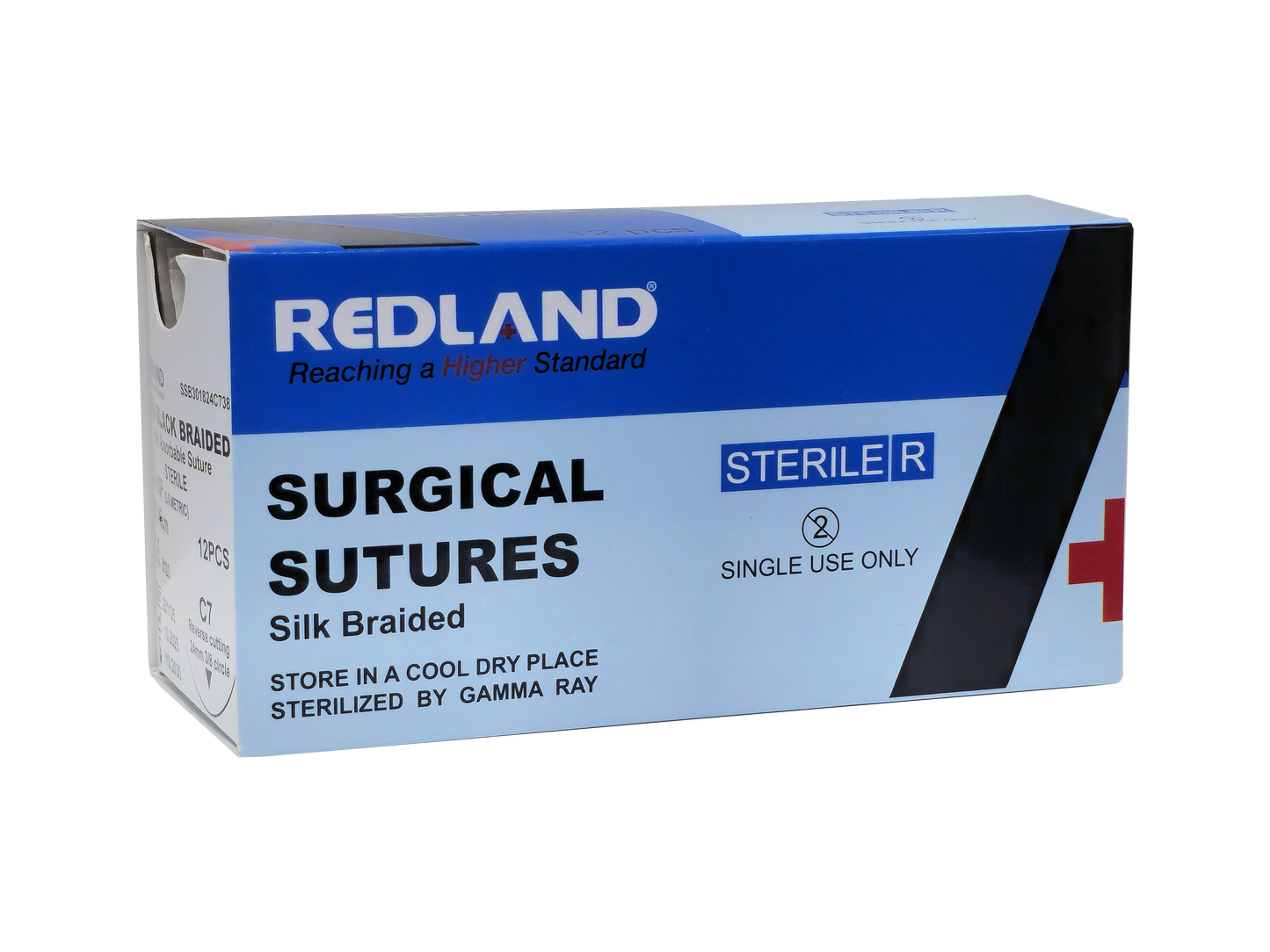 REDLAND Silk Suture Black 3-0 C7 24 mm Needle 18" (Box of 12)