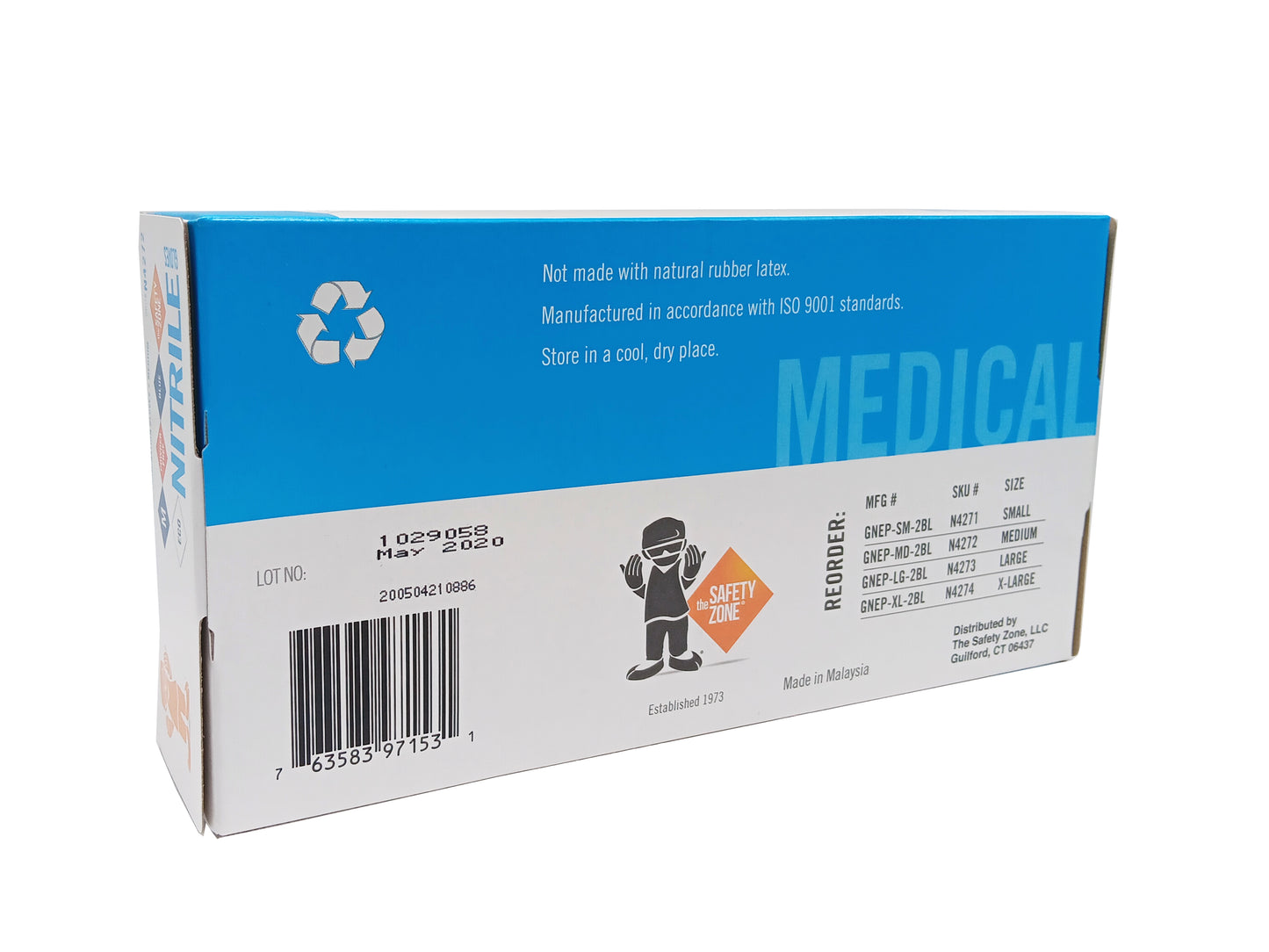 The Safety Zone Medical Grade Single Use Powder Free Nitrile Exam Gloves