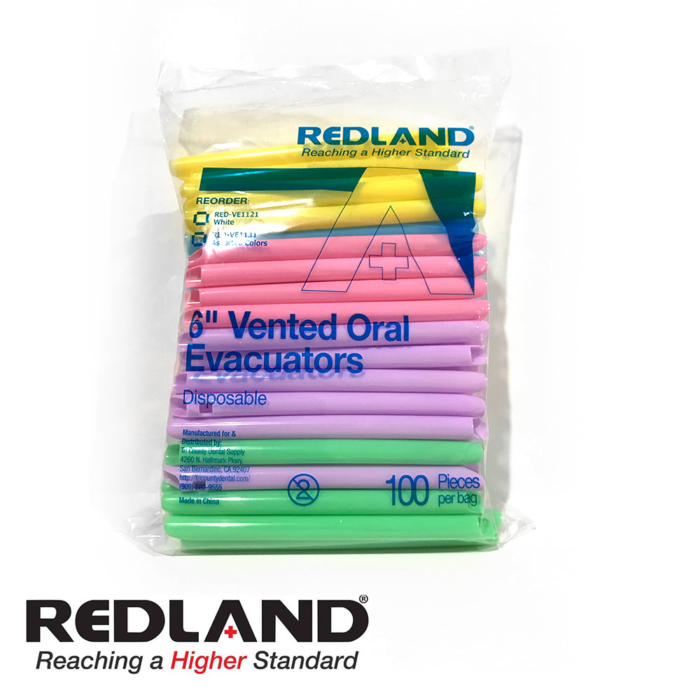 Redland 6" Vented Oral Evacuation HVE Tips (Assorted Colors)