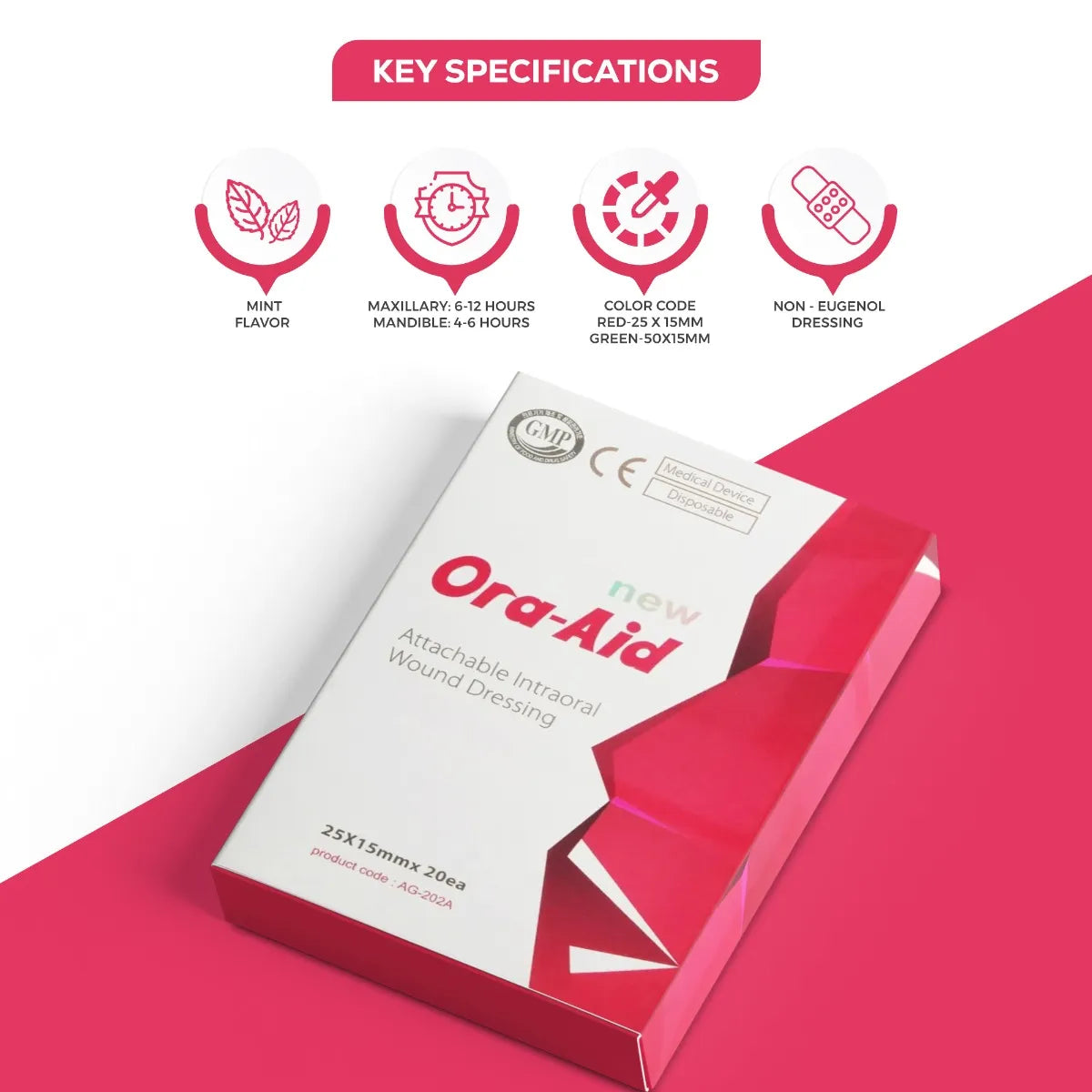 Ora-Aid Attachable Intra-oral Wound Dressing 25x15mm, 20/pack