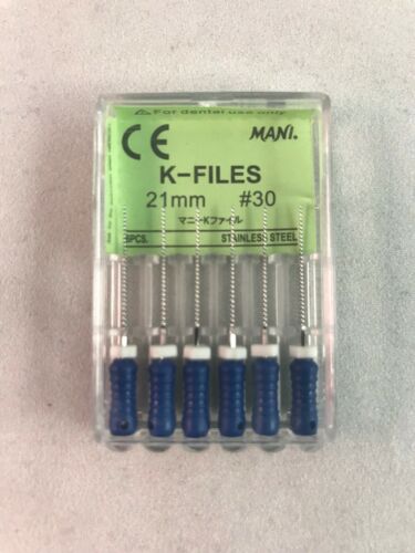 Mani Dental Root Canal Endo Stainless Steel K-files All Sizes 30 Files/pk