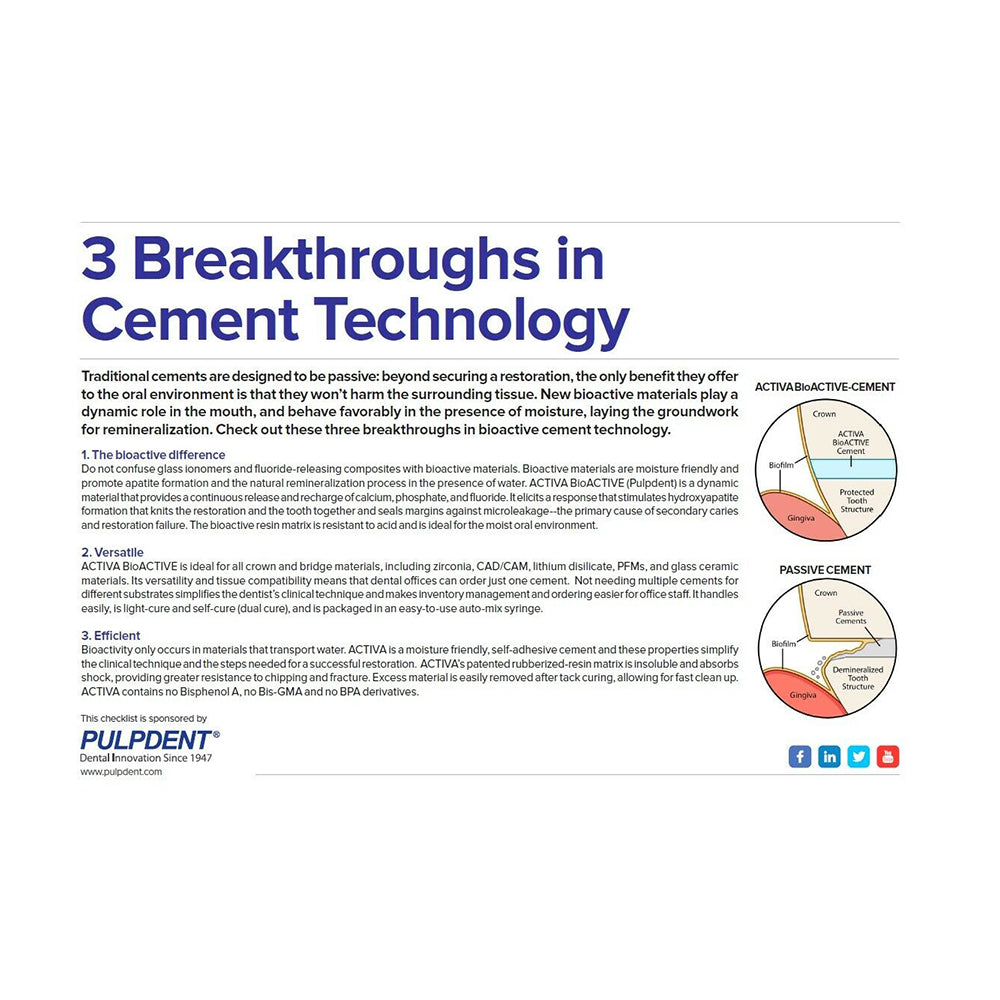 PULPDENT ACTIVA BioACTIVE-CEMENT Automix 1x7gm Syringe + 20 Tips A2 shade