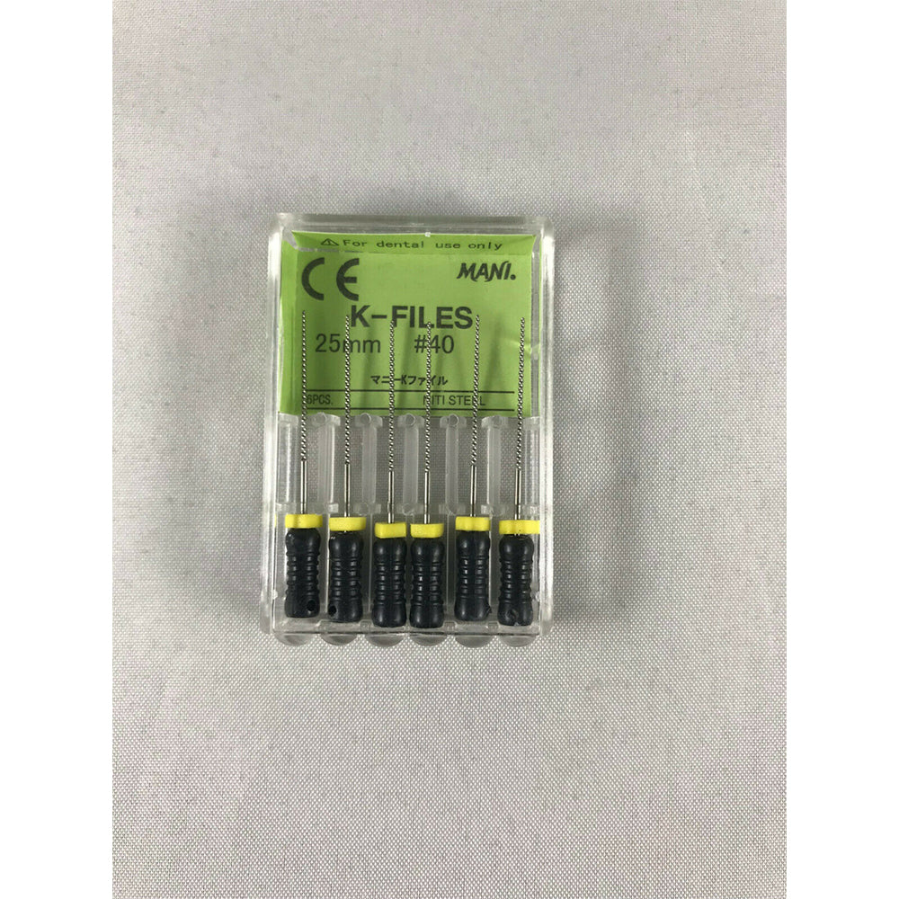Mani Dental Root Canal Endo NiTi Steel K-files 21mm - 25mm All Sizes 30 Files/pk