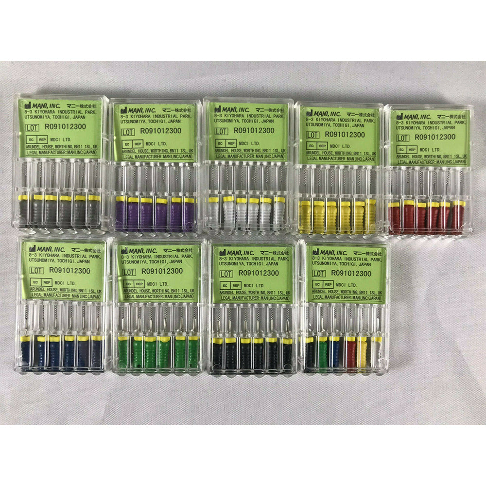 Mani Dental Root Canal Endo NiTi Steel K-files 21mm - 25mm All Sizes 30 Files/pk