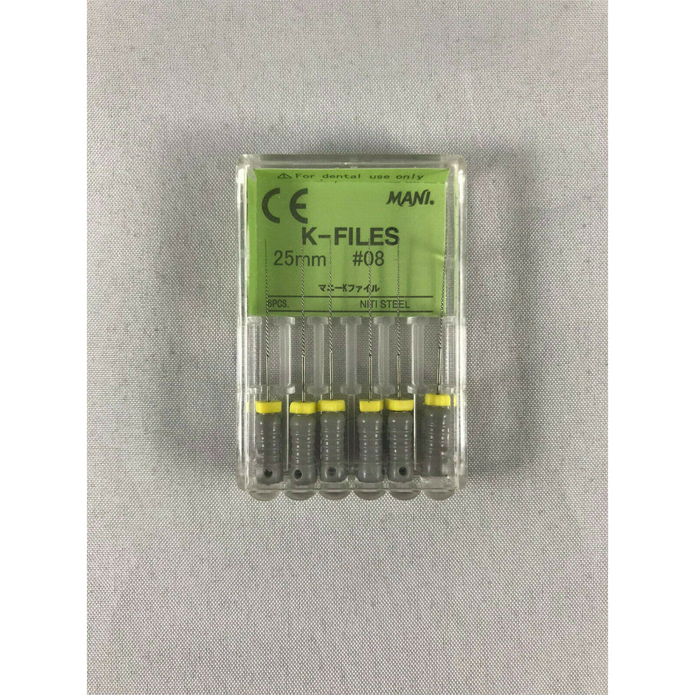 Mani Dental Root Canal Endo NiTi Steel K-files 21mm - 25mm All Sizes 30 Files/pk