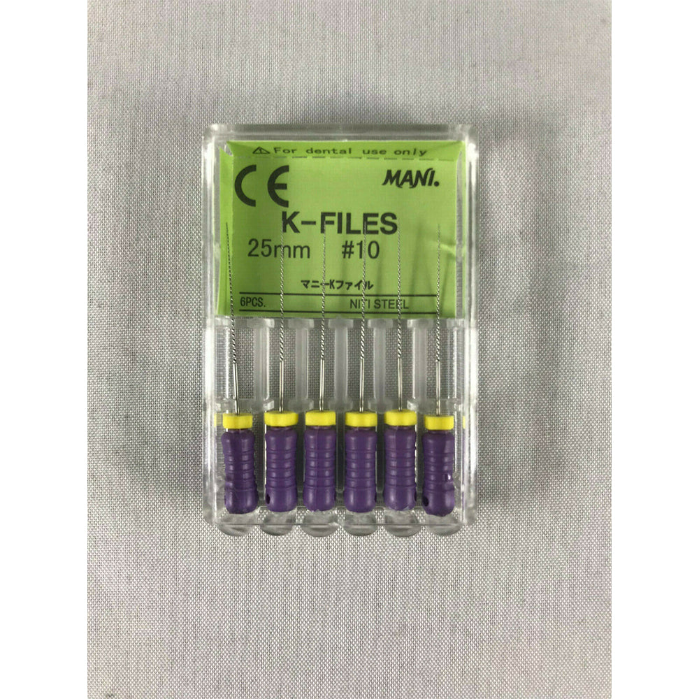 Mani Dental Root Canal Endo NiTi Steel K-files 21mm - 25mm All Sizes 30 Files/pk