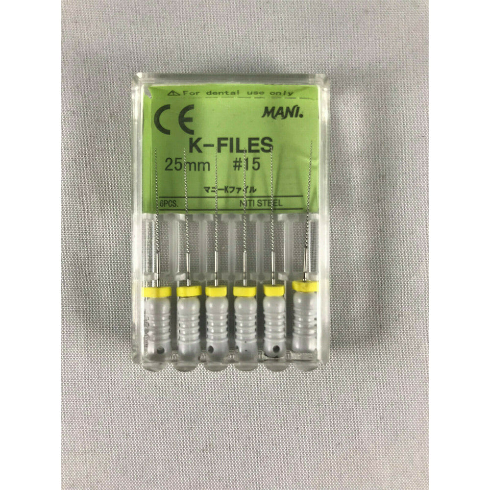 Mani Dental Root Canal Endo NiTi Steel K-files 21mm - 25mm All Sizes 30 Files/pk