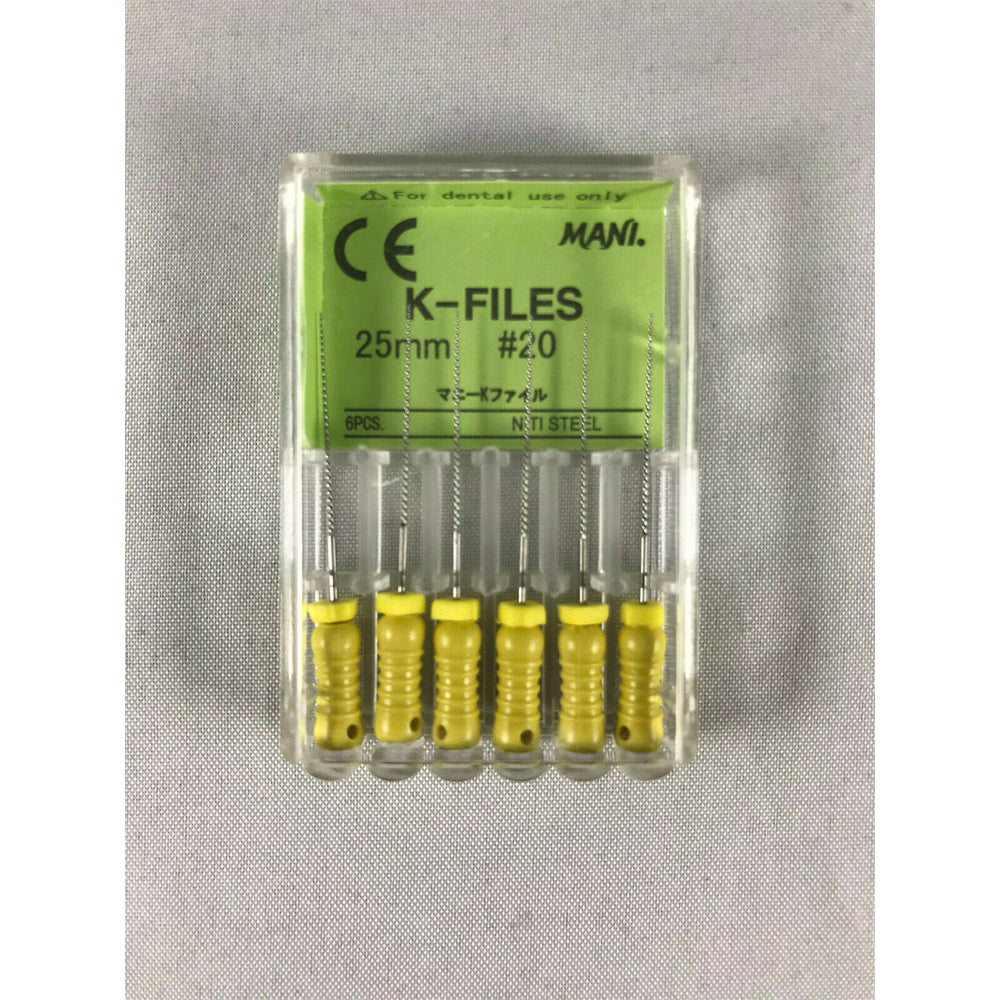 Mani Dental Root Canal Endo NiTi Steel K-files 21mm - 25mm All Sizes 30 Files/pk