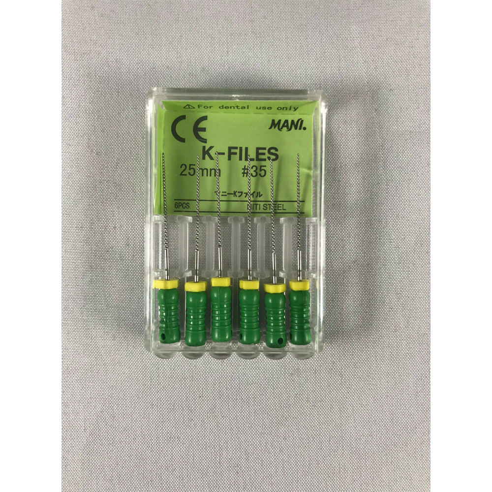 Mani Dental Root Canal Endo NiTi Steel K-files 21mm - 25mm All Sizes 30 Files/pk
