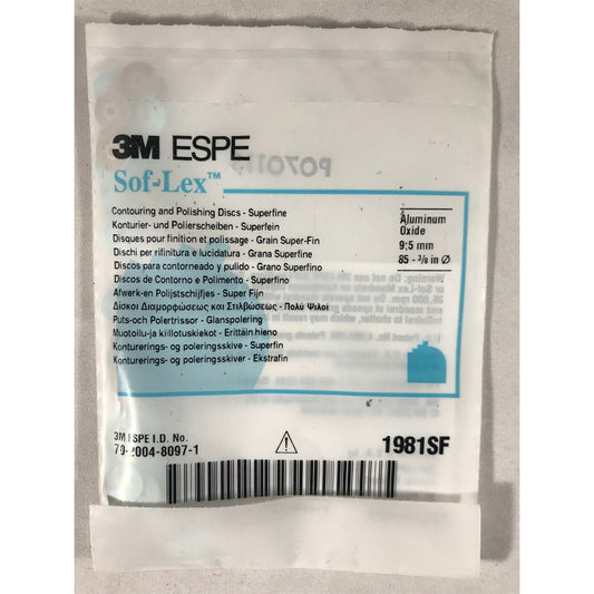 3M Super-Fine Sof-Lex Countouring and Polishing Discs 9.5mm 3/8in 1981SF 85pc