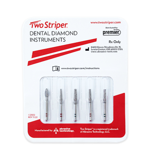 Premier Dental Two Striper® Diamond Burs Assorted Inlay-Onlay ProPack 5/pk USA