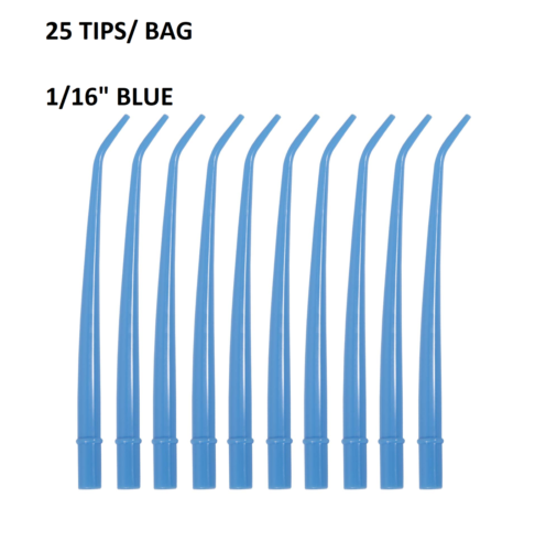 SURGICAL ASPIRATOR SUCTION TIPS BLUE (25 /PACK) 1/16" DENTAL