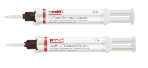 Premier Dental NexTemp CLEAR Temporary Resin Cement 5ml Automix Syringe + 5 Tips