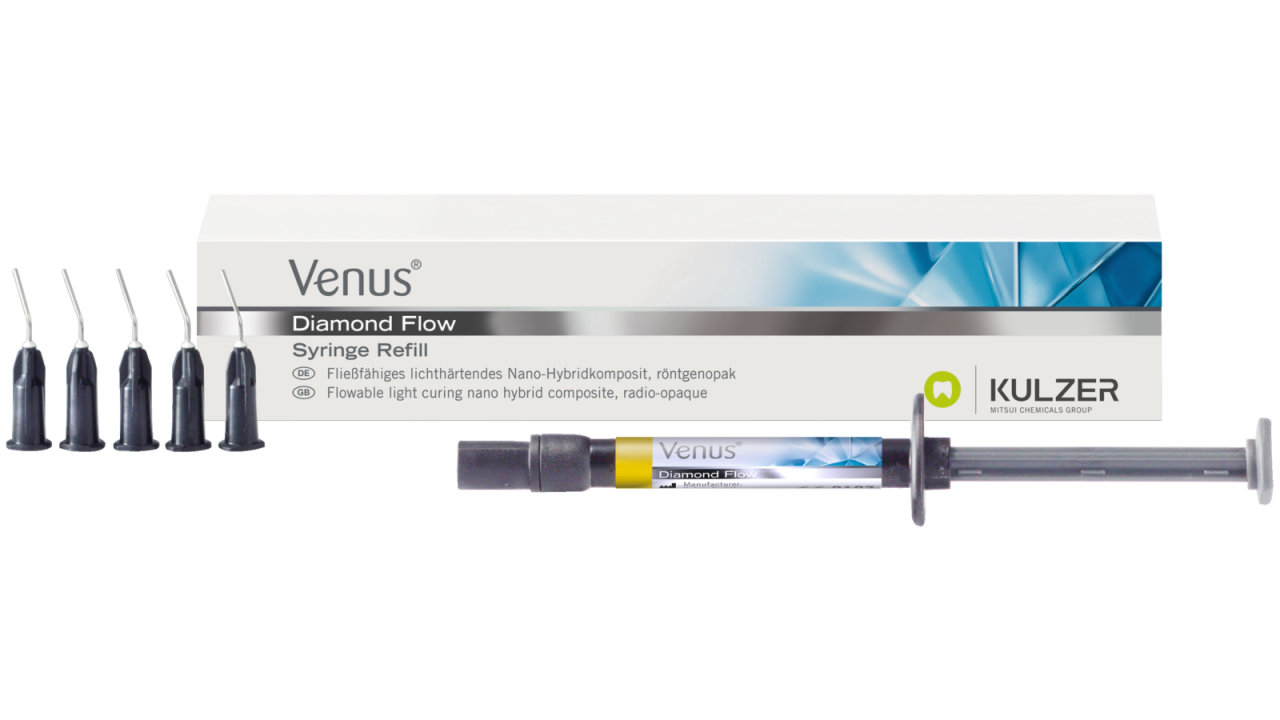 Venus Diamond Flow Syringe 1.8g + 5 tips All Shades- Heraeus Kulzer