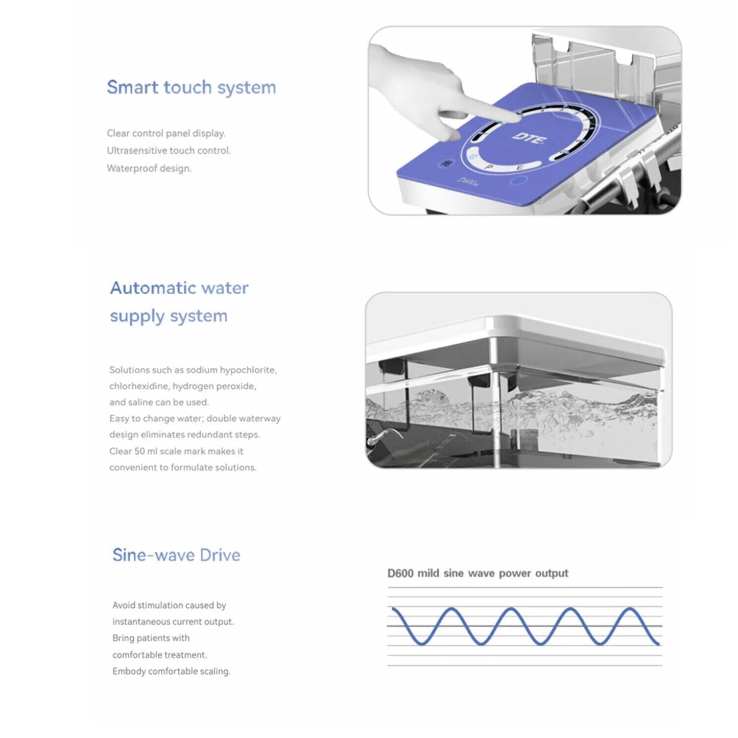 JMJ DTE D600 LED Dental Ultrasonic Scaler with Auto Water Supply