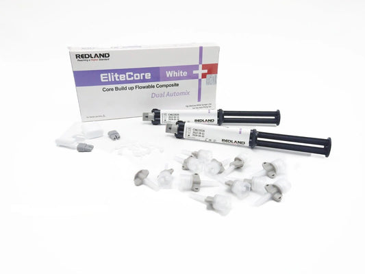 Redland Dental Elite-Core Core Build up Flowable Composite 2x10gm Syringe + Tips (White)