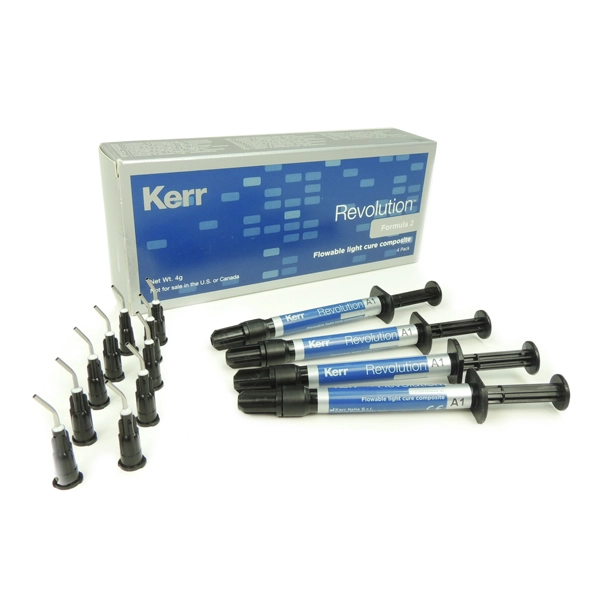 Kerr Revolution Formula 2 Flowable Light Cure Composite 4x1gm Syringe + 20 Mixing Tips [All Shades]