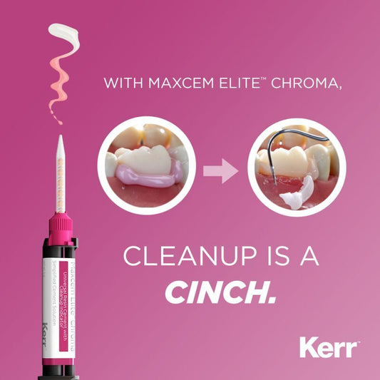 Kerr Maxcem Elite Chroma Self-Etch Resin Cement Dental Clear 5gm Syringe