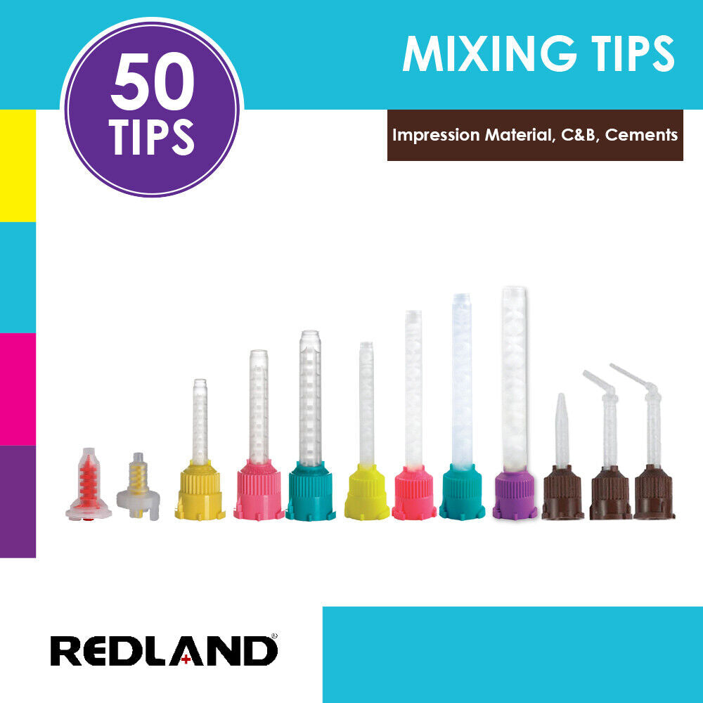 REDLAND Dental Mixing Tips for Impression Material, C&B, Cements 50/PK