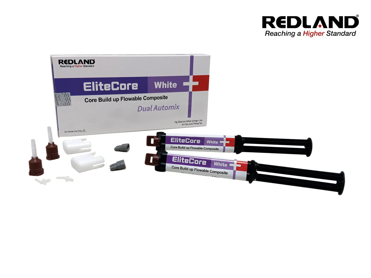 Redland Dental Elite-Core Core Build up Flowable Composite 2x10gm Syringe + Tips (White)