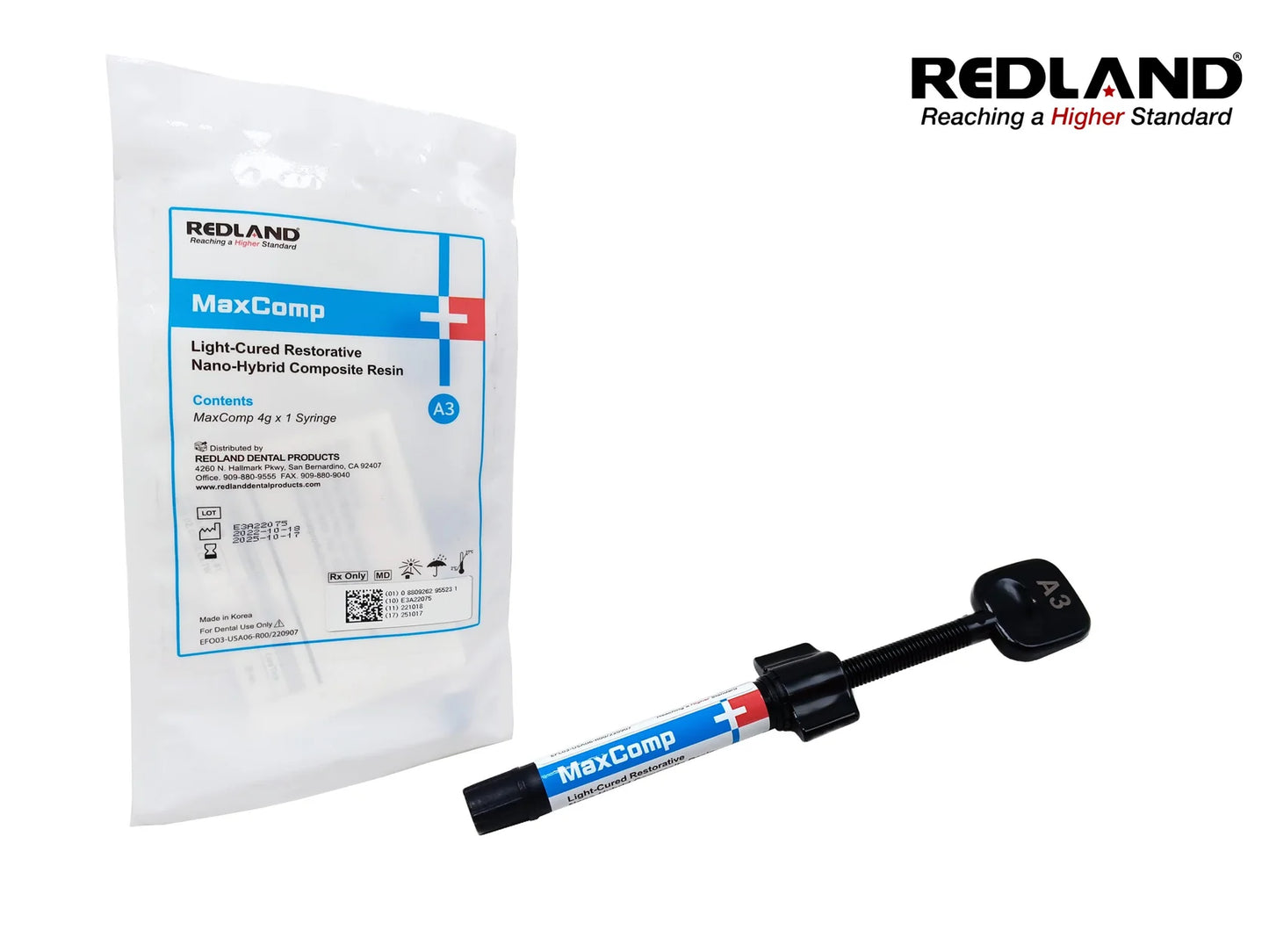 Redland Dental MaxComp Light-Cure Nano-Hybrid Composite Resin 4gm Syringe All Shade
