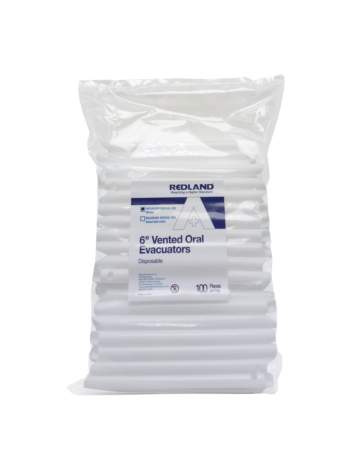 Redland 6" Vented Oral Evacuation HVE Tips (White)