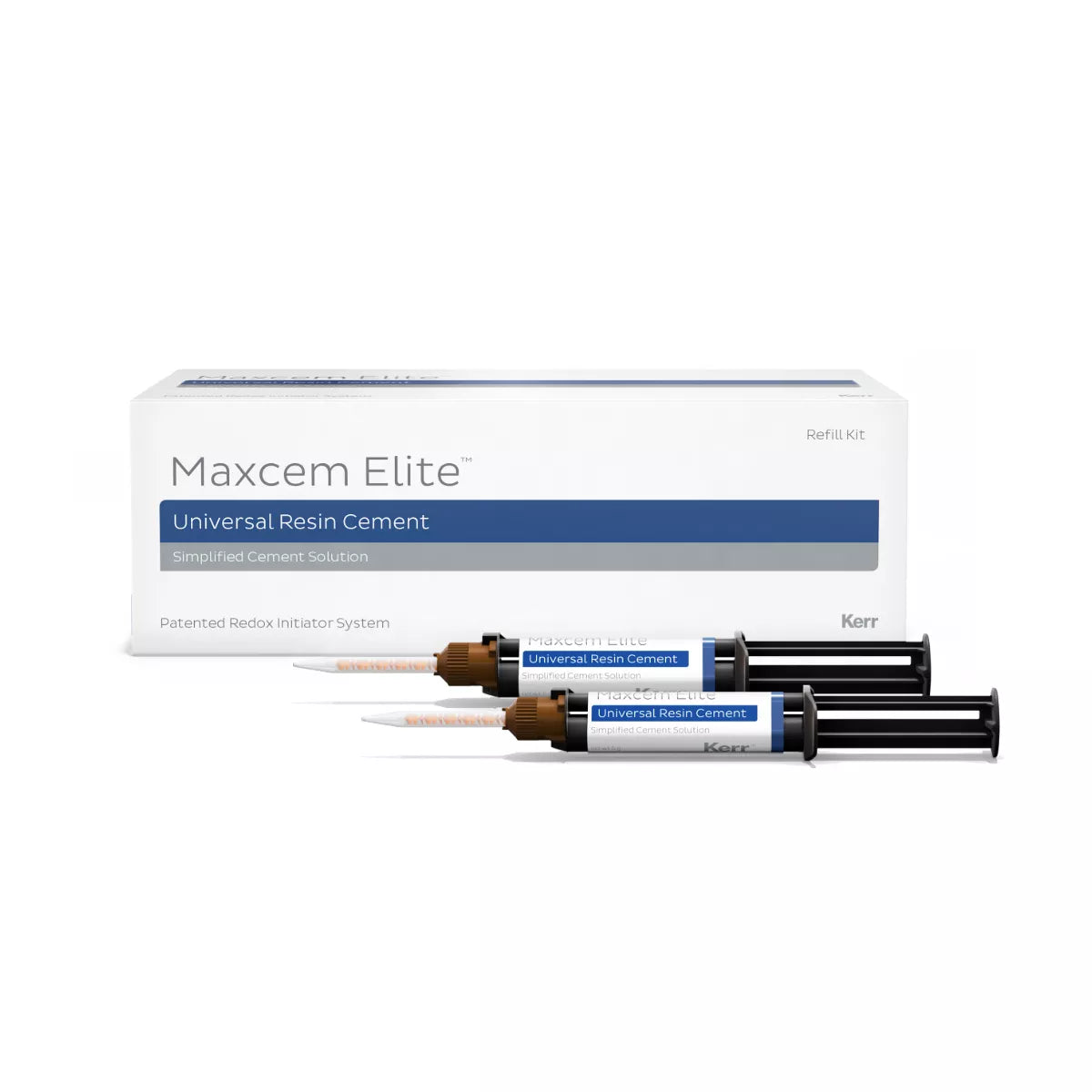 Kerr Maxcem Elite Self-Etch Resin Cement Dental CLEAR 2x5gm Syringes + tips [EXP : 2026-08]