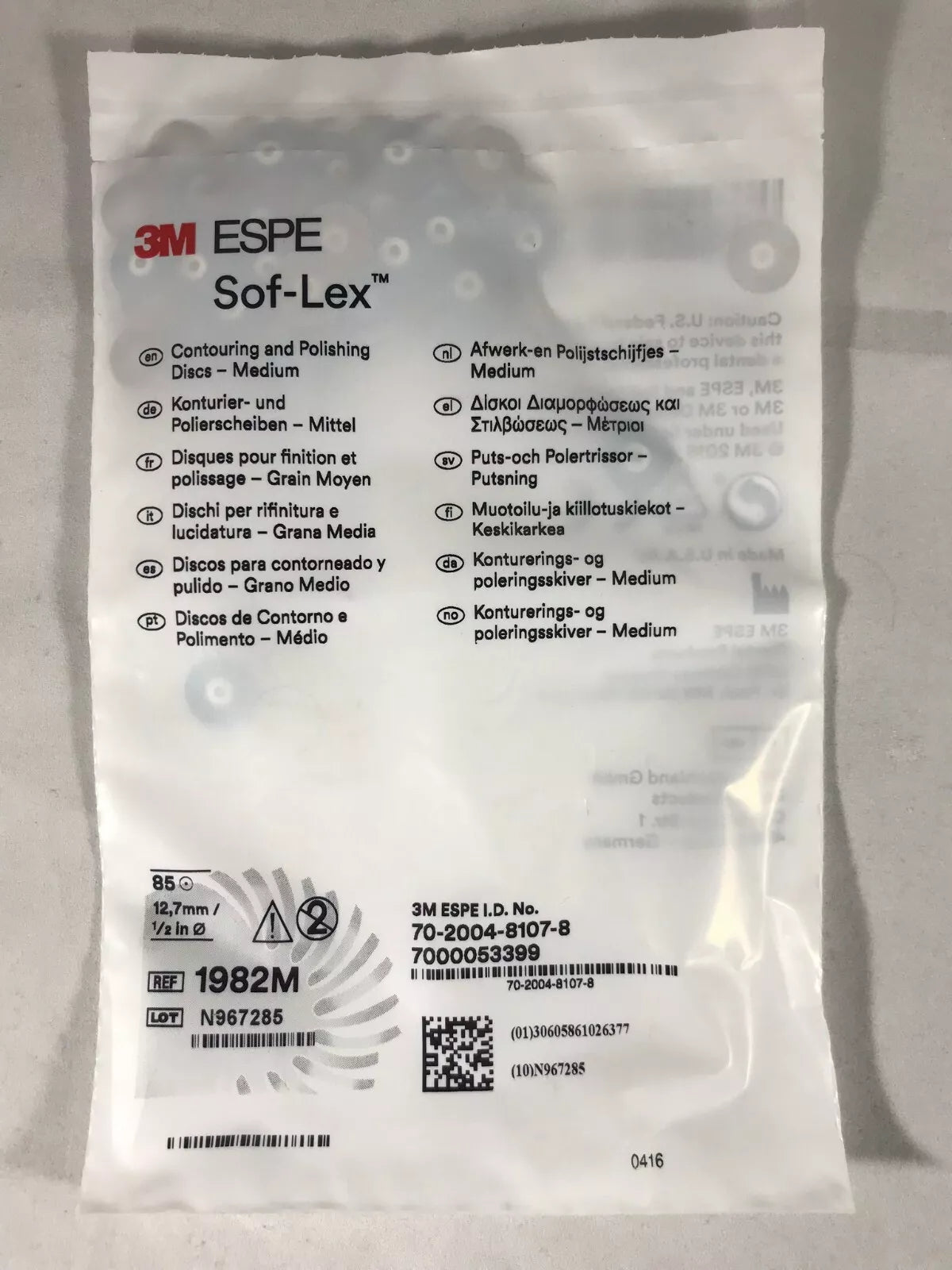 3M ESPE Medium Sof-Lex Countouring and Polishing Discs 12.7mm 1/2in 85pc