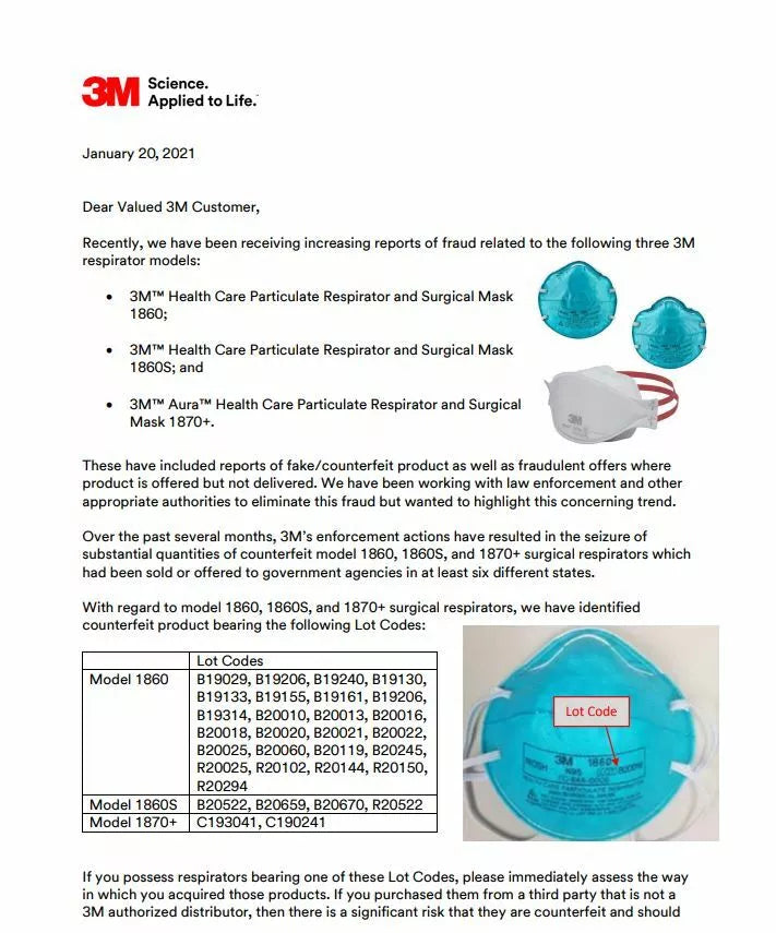 3M™ 1860 N95 Face Mask Particulate Respirator Surgical 20/PK 06-2025