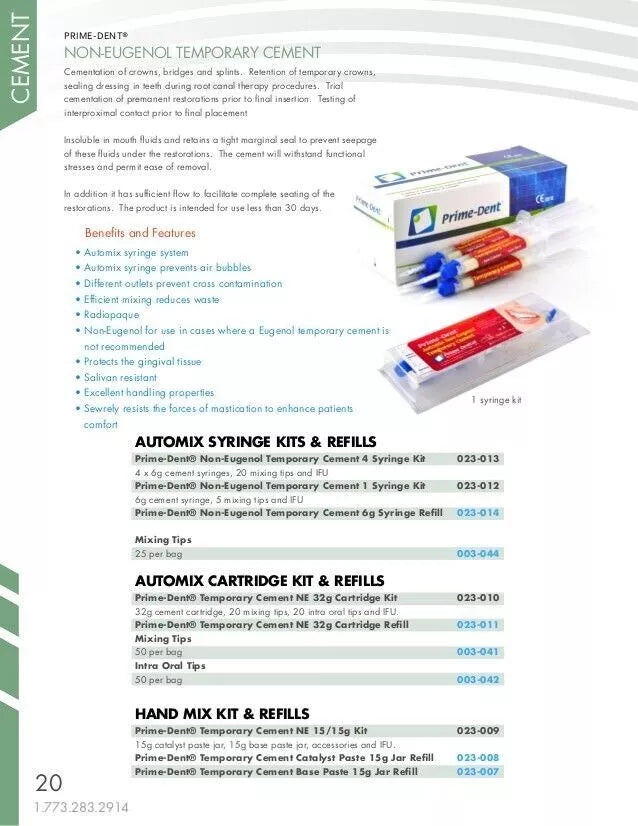 Prime Dental Non-Eugenol Automix Temporary Cement 1x 6g Syringe
