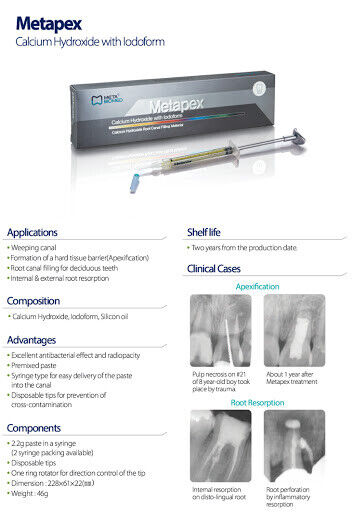 Meta Biomed Metapex PlusCalcium Hydroxide root canal filling material w/Iodoform