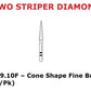 Premier Dental TWO STRIPER Diamond 209.10F – Cone Shape Fine grit Burs (1/Pk)