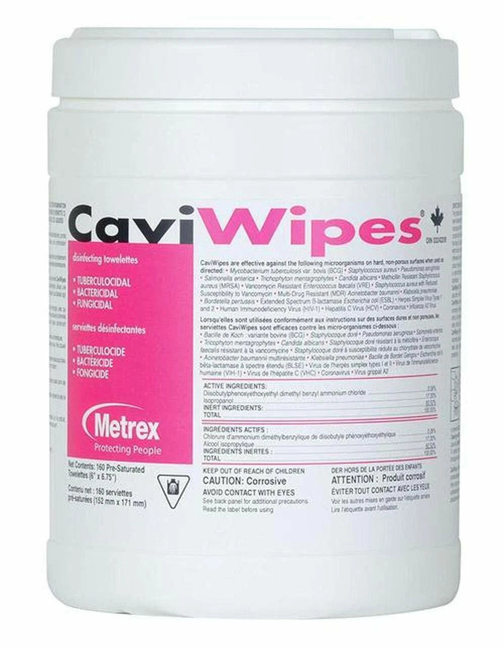 Metrex CaviWipes Germicidal Hospital Towelettes Large 6" x 6.75" 220 Can 13-1100
