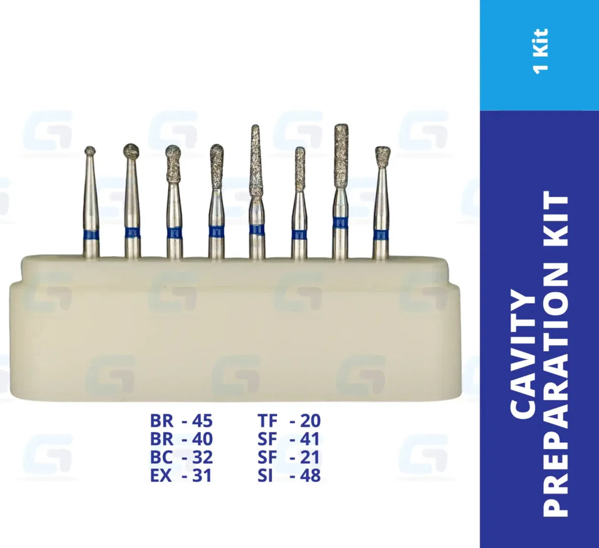 Redland Dental Diamond Bur Kit FG-4103 for Cavity Preparation, Restorative 8/Pk