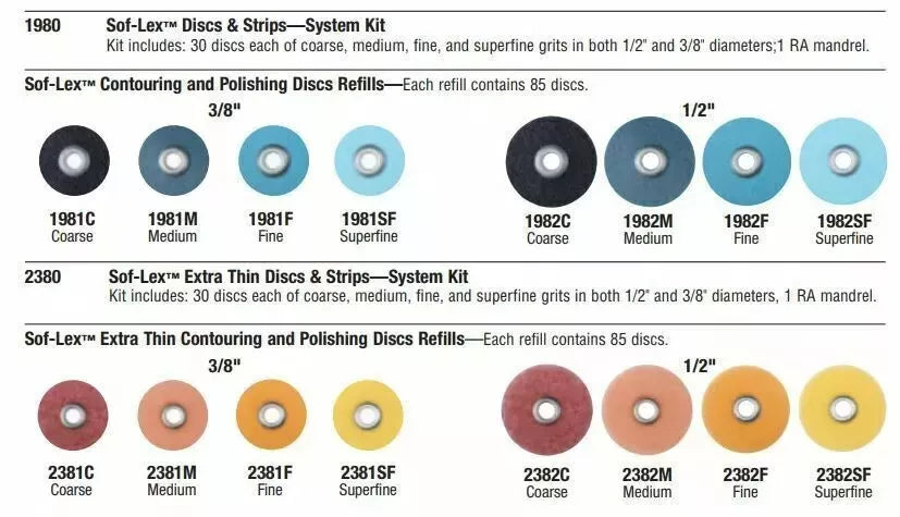 3M ESPE Xtra-Thin Sof-Lex Contouring and Polishing Discs 9.5mm 3/8in 85pc 2381F