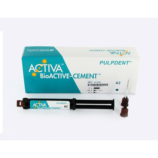 PULPDENT ACTIVA BioACTIVE-CEMENT Automix 1x7gm Syringe + 20 Tips A2 shade