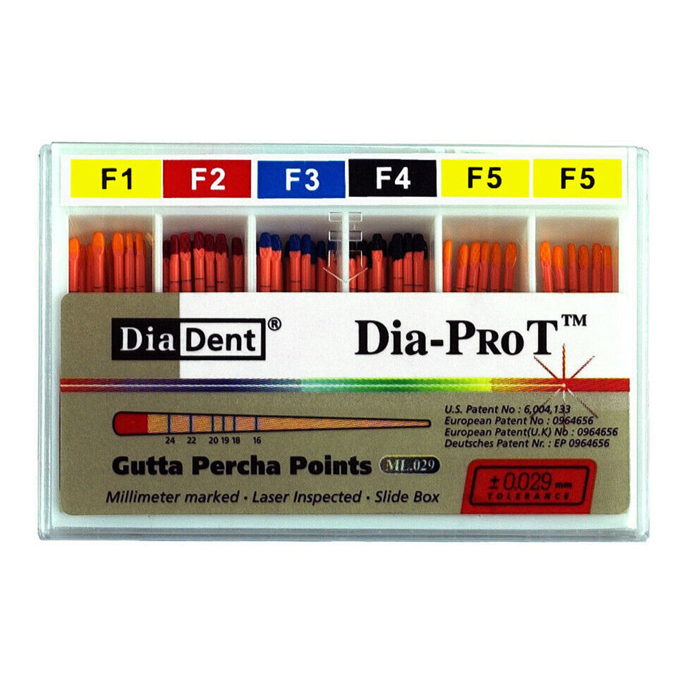 DiaDent Tapered Dia-PRO T Gutta Percha Points - ML.029, All Sizes, 60/Box