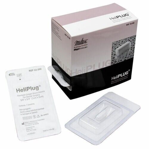 Miltex Integra HeliPLUG Absorbable Collagen Wound Dressings Dental Surgery 10/PK