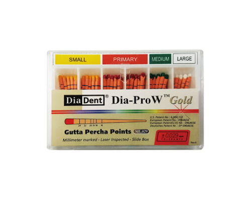 DiaDent Dia-PRO W Gold Gutta Percha Points ML.029 All Sizes WAVE ONE GOLD 60/pk