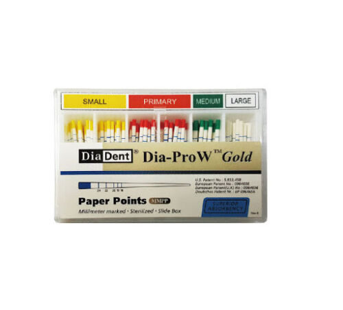 DiaDent Dia-PRO W Gold Paper Point MM marked All Size WAVE ONE GOLD Style 100/pk