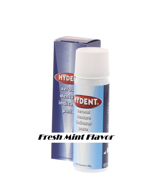 Pascal Dental HYDENT Denture Aerosol Indicator Spray 30gm Fresh Mint Flavor