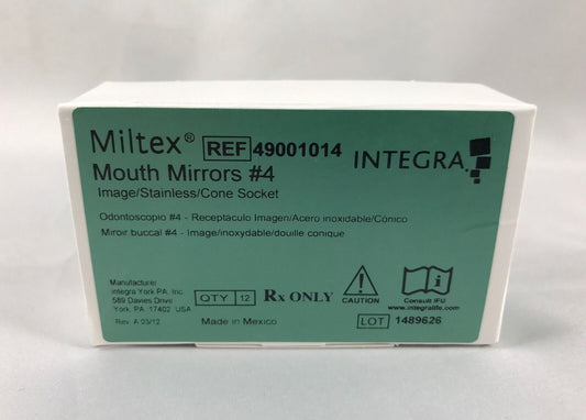 Miltex Dental Mouth Mirrors #4 Image Stainless Cone Socket 12/Box