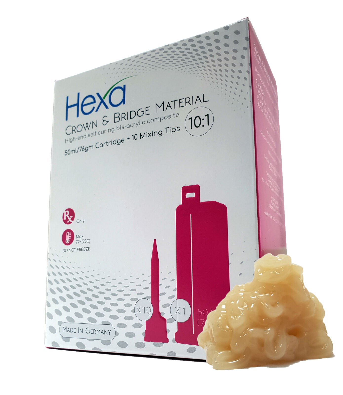 Hexa Temp C&B Temporary Material A3 10:1 50ml Cartridge +10 Mixing Tip