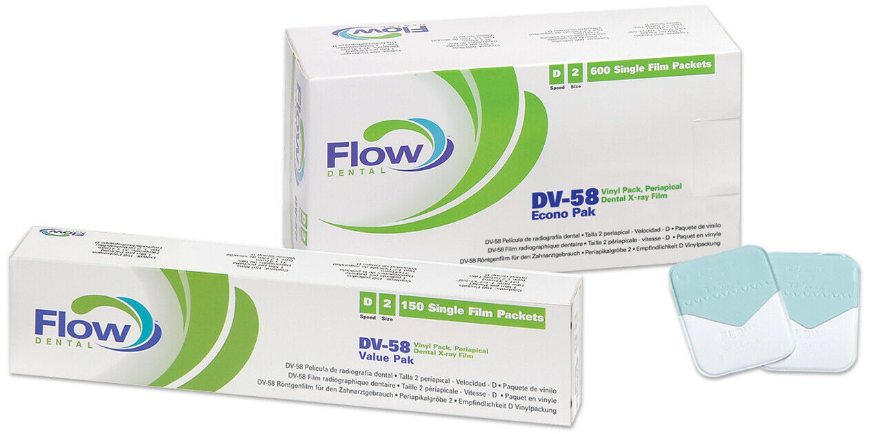 Flow DENTAL DV-58 Vinyl Pack Periapical  Single X-Ray Film Size 2