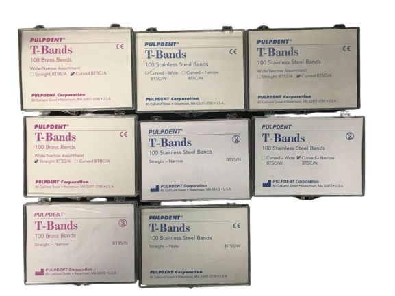 Pulpdent T-Bands BTSS/A 2X 100 Pk Stainless Steel Dental Straight Wide Narrow