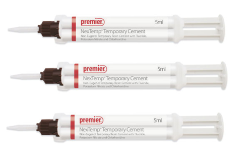 Premier Dental NexTemp CLEAR Temporary Resin Cement 5ml Automix Syringe + 5 Tips