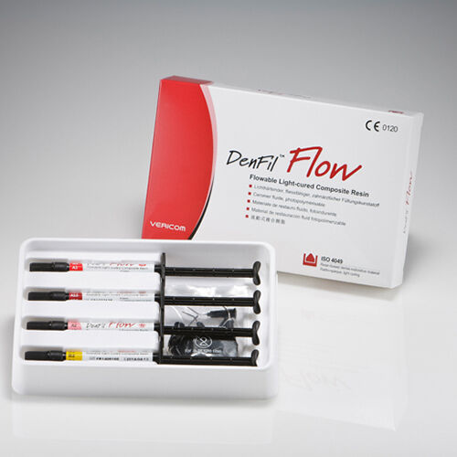 Vericom DenFil Flow Flowable Composite Kit Package 4 x 2g Syringes A3 20 Tips