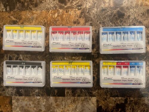 Meta Biomed Dental Length Marked Paper Points F1, F2, F3, F4, F5 Taper 100/Pk