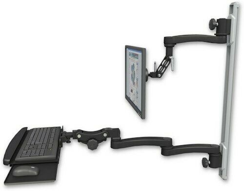 Healthcare/Dental Office–Ultra500 Mount 36”Wall Track+Separate Arms+KeyboardTray